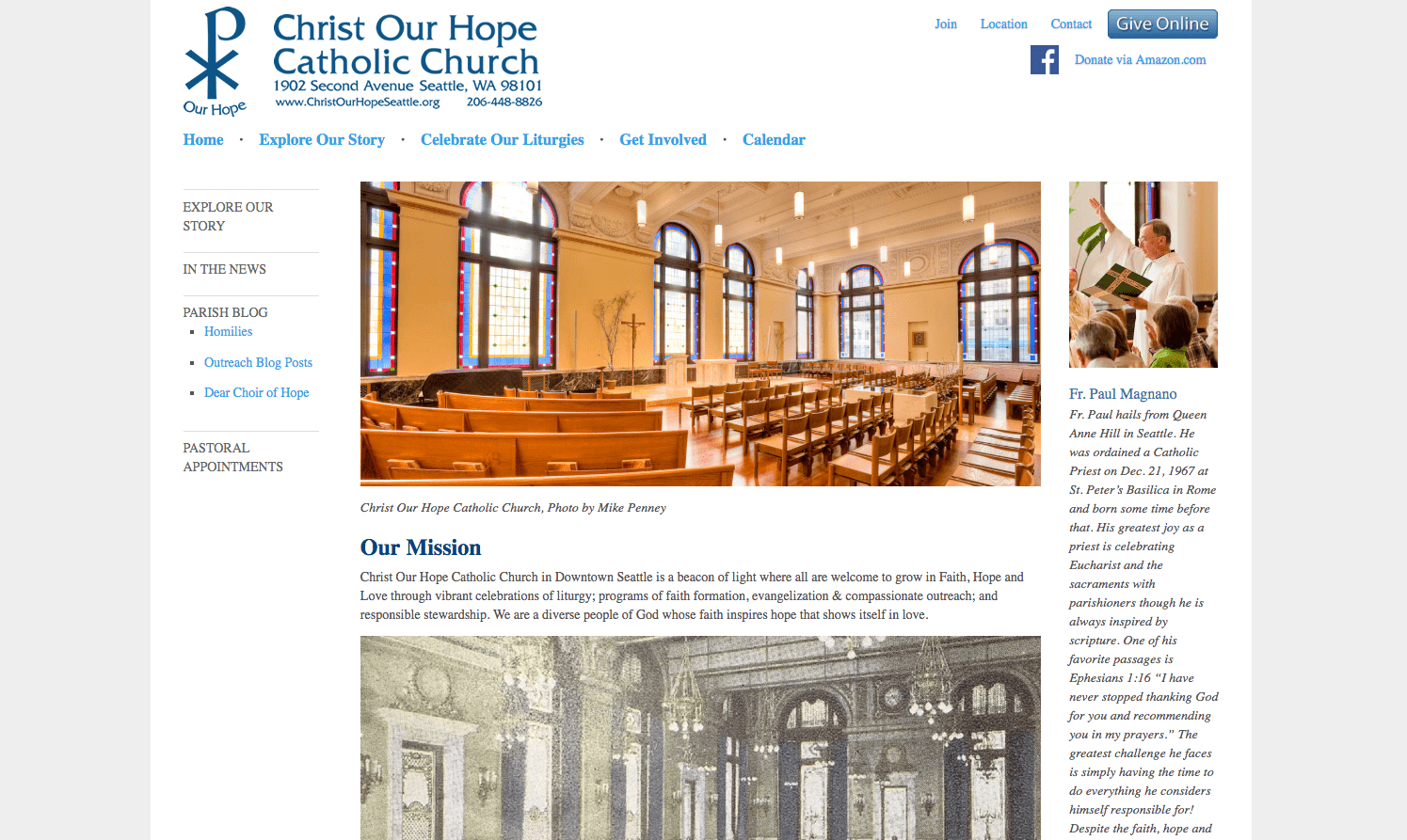 Christ Our Hope Catholic Church Website Screenshot